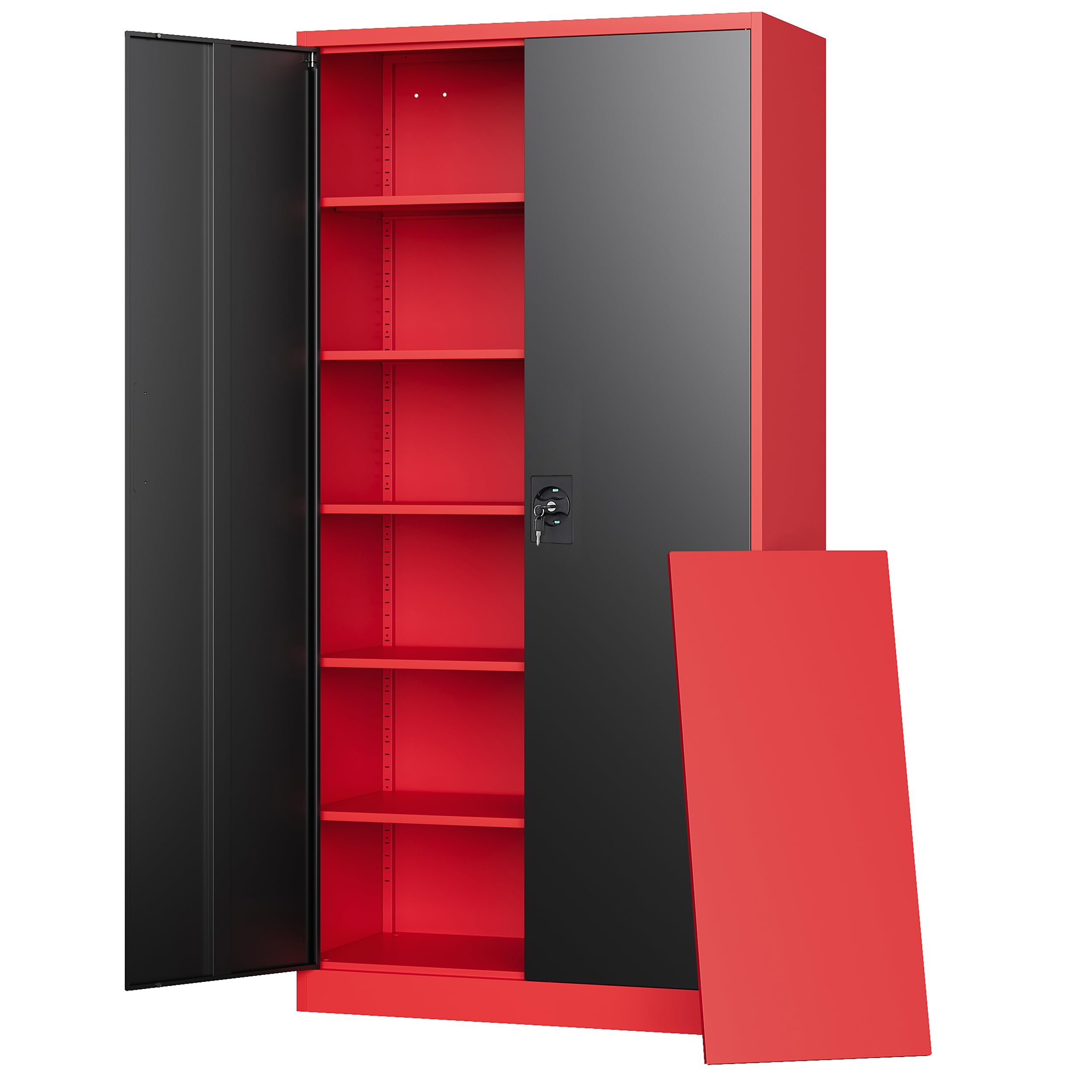 Letaya Metal Storage Cabinets with Lock, 71 Tall Locker Organizer Steel Cabinets, Adjustable Shelves 2 Doors for Home, Office, W