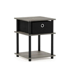 Furinno Turn-N-Tube 3-Tier End Table, French Oak Grey/Black/Black,18063GYW/BK/BK