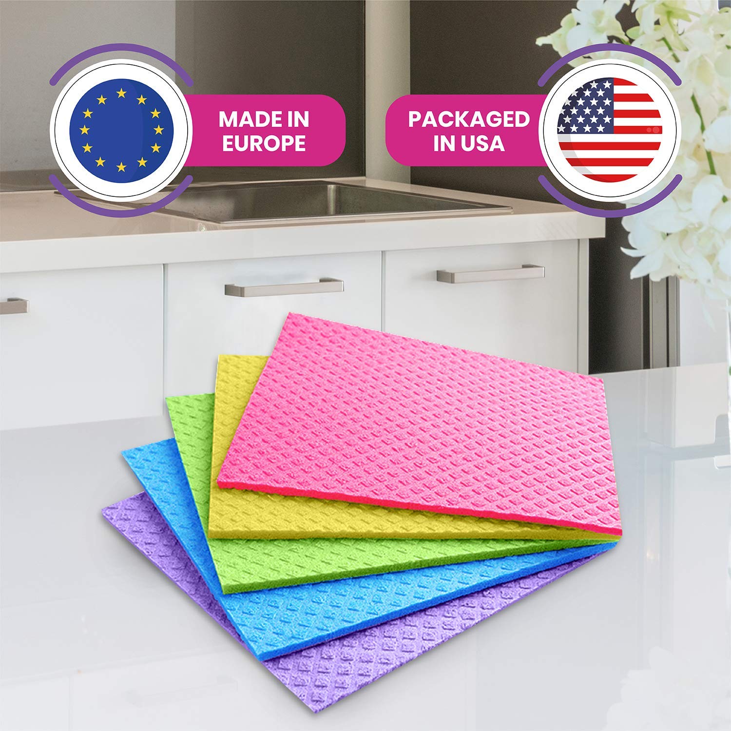 Pink Rhino Labs Swedish Dishcloths For Kitchen - Absorbent Kitchen Towels And Dishcloths Sets - Reusable Paper Towels - Dish Clo
