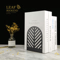 Qiming Leaf Bookends For Books,1 Pair Metal Book Holders For Office Shelves Adults & Kids Gift(Black)