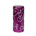 Zest Candle 6 Inch Purple Scroll Pillar Candle