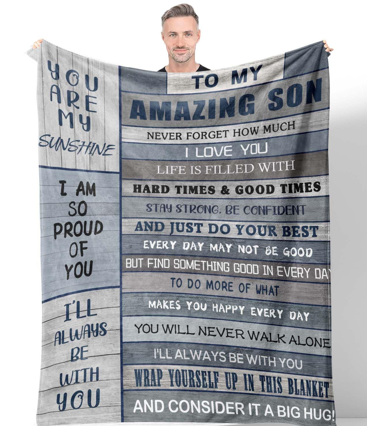 Noxkioy Gifts For Son Blanket, Son Gifts Blanket 60'X 50', Son Gifts From Mom, Gifts For Son From Mom, Son Birthday Gifts, Bir