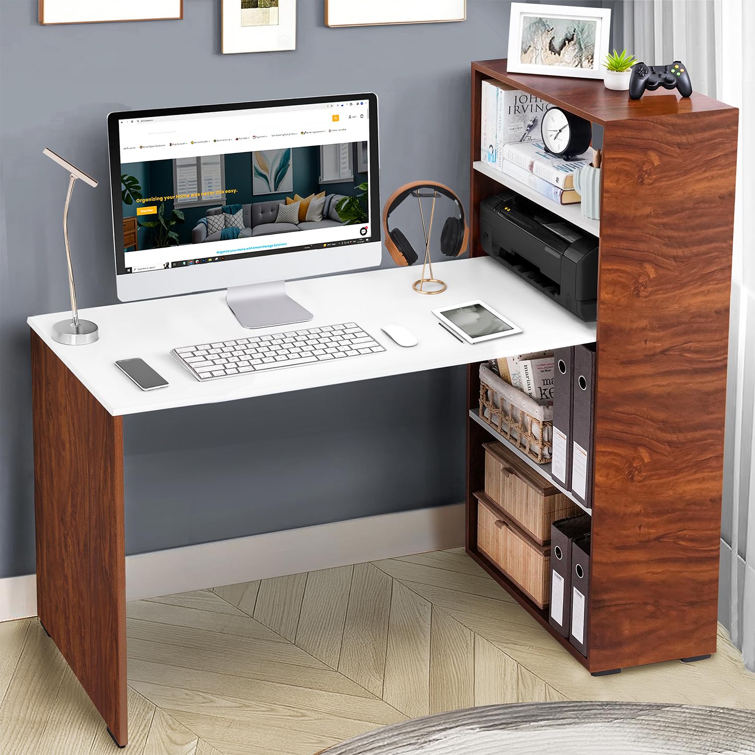 About Space Study Table With 4 Tier Book Shelf  Computer Table With Storage For Pc, Laptop & Writing Diy Engineered Wood Office