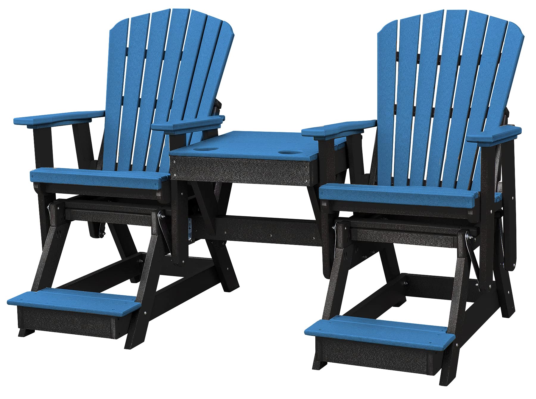 American Furniture Classics Balcony Height Table Double Glider, Blue on Black