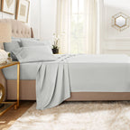 Clara Clark King Sheets, 6 Piece Set - Hotel Luxury Sheets For King Size Bed, Super Soft Bedding Sheets & Pillowcases, King Size Sheets, Silver