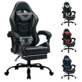 Czlolo Gaming Chair with Footrest Racing Style Lumbar Support Massager Video Game Chair with Metal Legs, High Back Reclining Gam