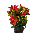Ryme Plastic Artificial Lily Flower With Pot For Home Office Decor (Pack Of 1), Multi-Colour