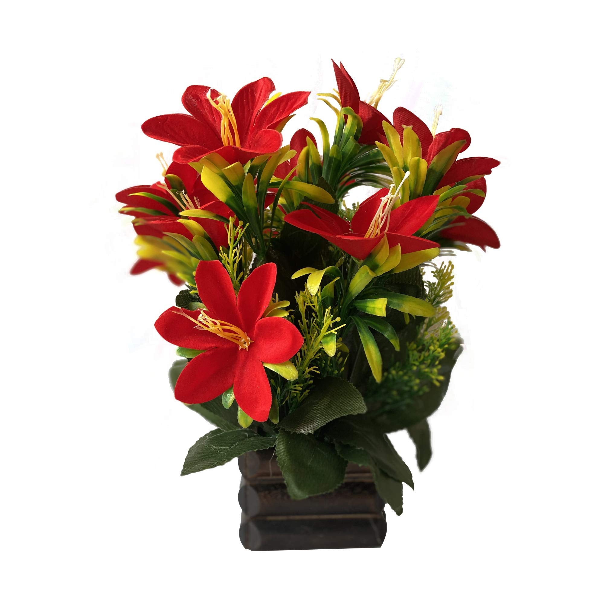 Ryme Plastic Artificial Lily Flower With Pot For Home Office Decor (Pack Of 1), Multi-Colour