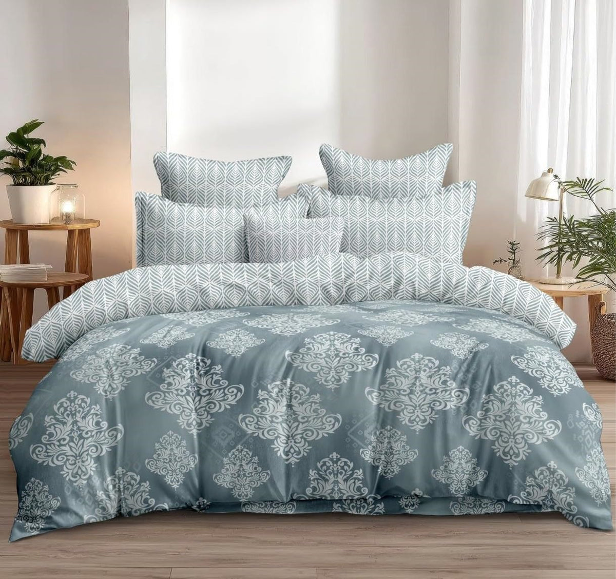 EssaBella Autumn Dohar  Microfibre for Double Bed Reversible All Season 86X94 InchDeep Blue