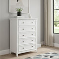32 White Wood Five Drawer Dresser