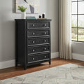 32 Black Wood Five Drawer Dresser