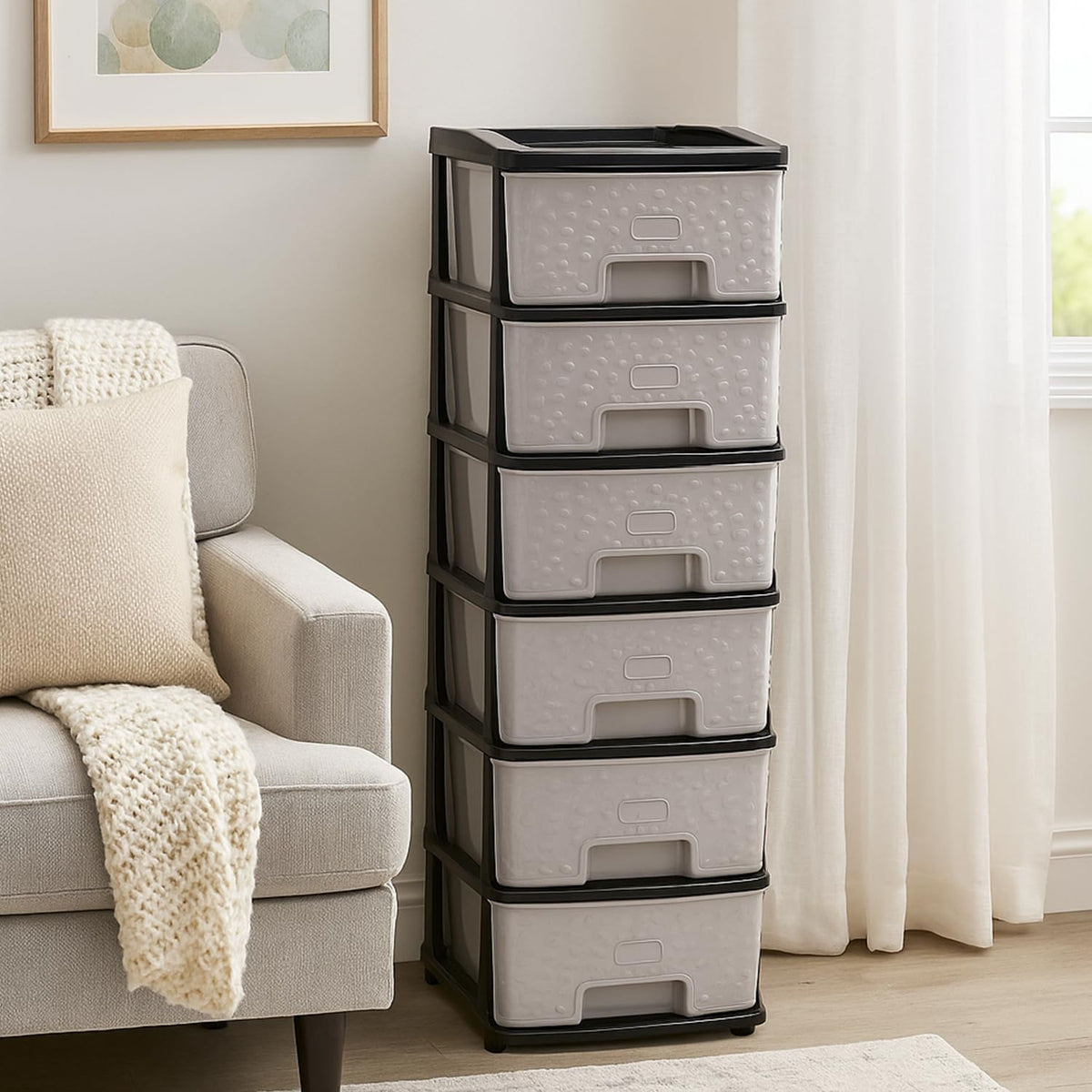 6 Tier Plastic Drawer Storage Organizer, Multipurpose Modular Cabinet For Home, Bedroom, Kitchen, Office, Living Room & Kids Roo