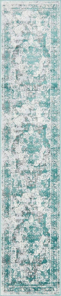 Unique Loom Sofia Collection Area Rug - Salle Garnier (2 x 9 10 Runner, Turquoise/ Blue)