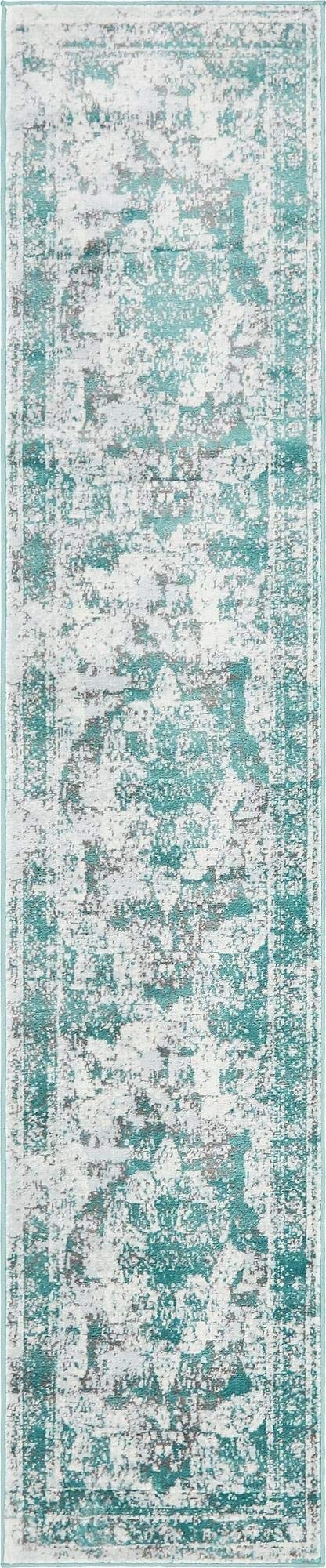 Unique Loom Sofia Collection Area Rug - Salle Garnier (2 x 9 10 Runner, Turquoise/ Blue)