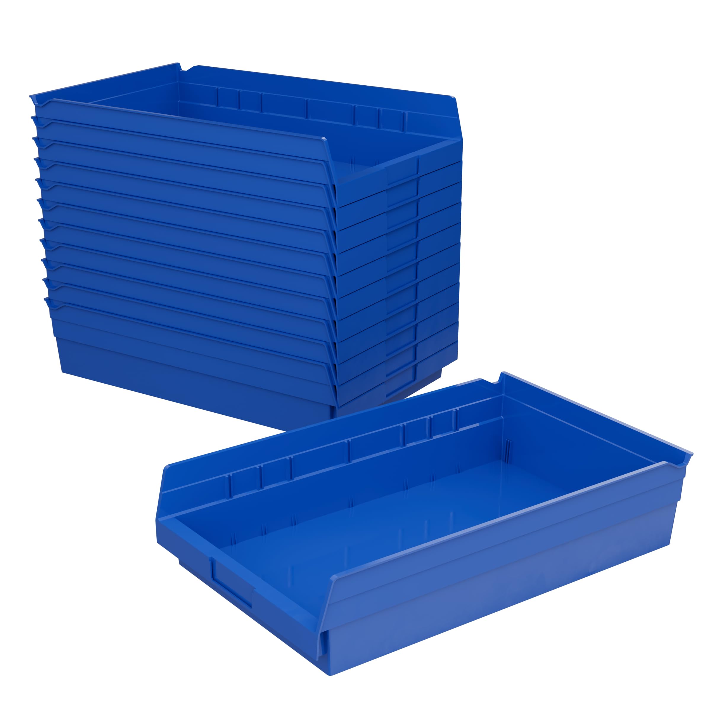 Akro-Mils 30178 Plastic Nesting Shelf Bin Box, (18-Inch X 11-Inch X 4-Inch), Blue, (12-Pack)