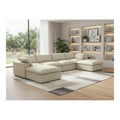 160 Khaki Linen Blend Modular Universal Sofa With Ottoman And Storage
