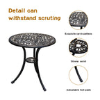 Jardin De Centennial Patio Bistro Set.Rust-Resistant Cast Aluminum Bistro Table Set With Umbrella Hole For Backyard (Leaf Designcopper)
