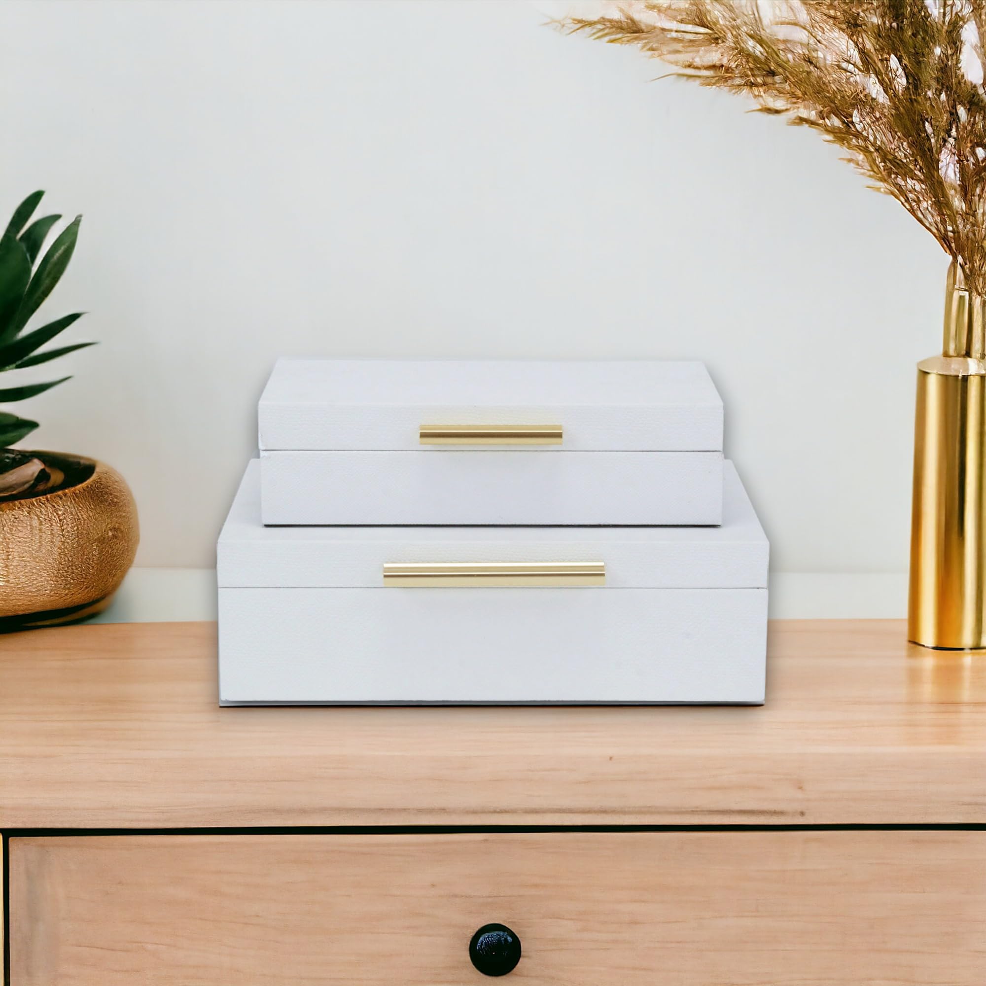 Cheungs Lusan White Snakeskin Boxes