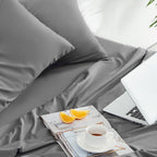 Sleep Zone Extra Deep Pocket Full Sheet Set 4 Piece - Super Soft Brushed Microfiber Bedding Sheets Set Fits Deep Mattress Upto 21 Inches (Grey, Full)