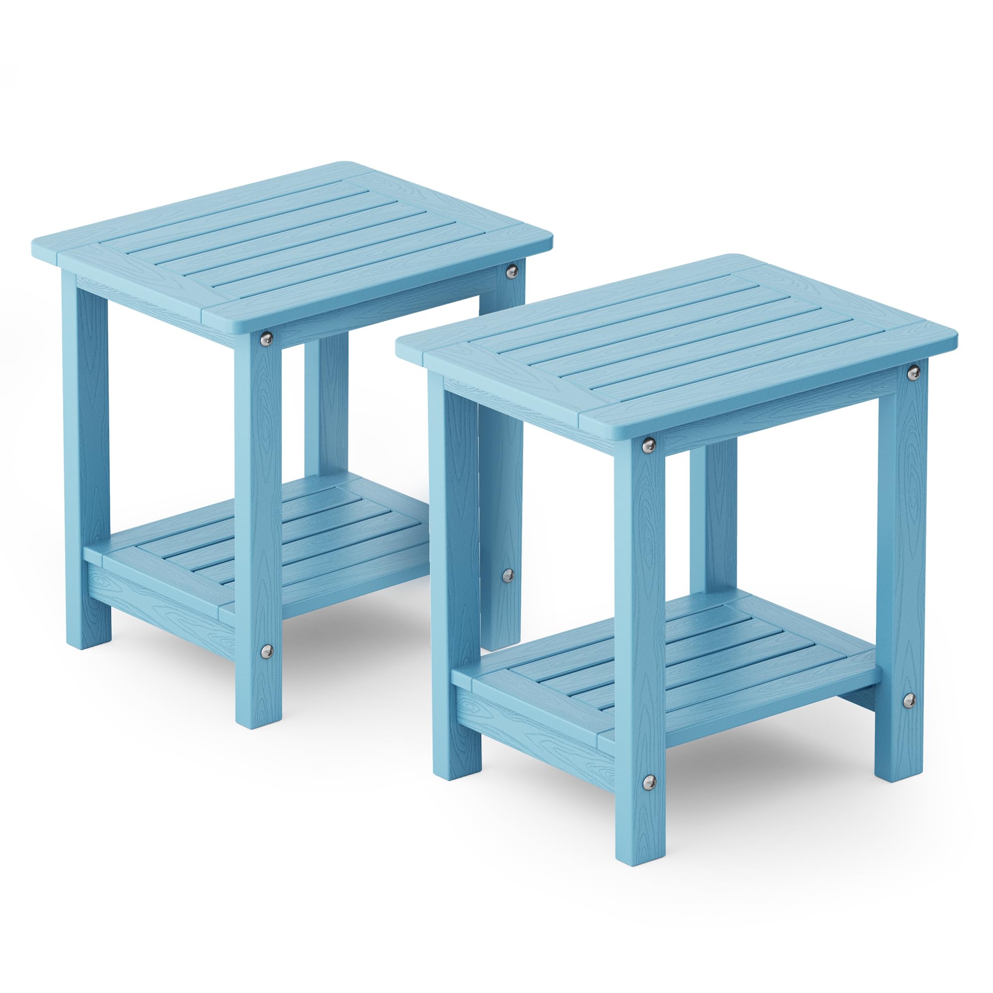 Yefu Small Table Set Of 2 Side Tables Outdoor Coffee Table For Patio Living Room Bedroom(Blue, Double Layer)