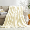 Kmuset Cream Fleece Blanket For Couch - Lightweight Super Soft Cozy Luxury Bed Blanket Microfiber 50 X 60 Inches