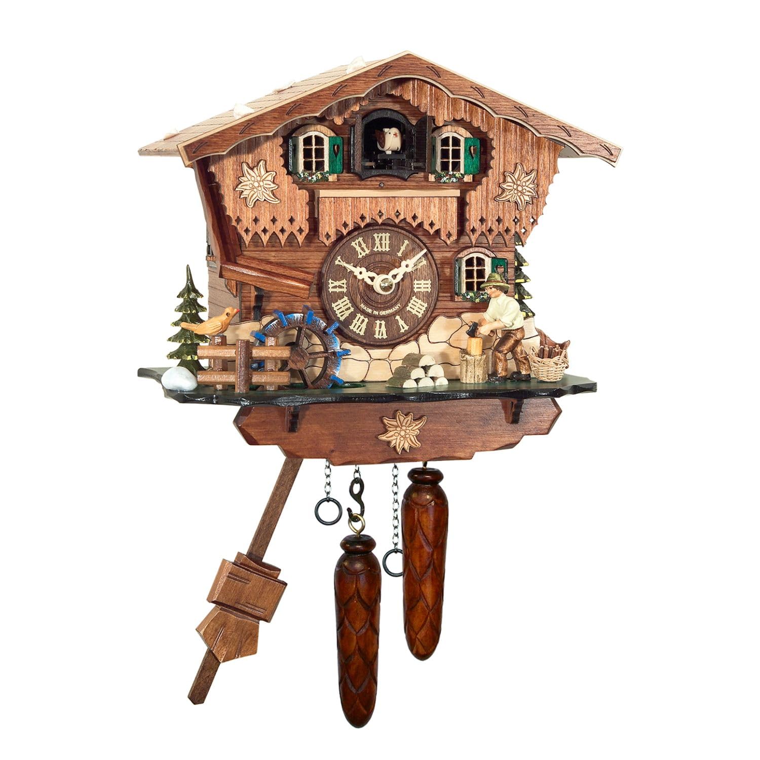 Alexander Taron 408Qm Engstler Battery-Operated Cuckoo Clock-Full Size-8.75" H X 9.5" W X 6.25" D, Brown