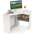 GOFLAME Corner Desk with Storage Shelves, Triangular Computer Desk with Cable Management Holes, Laptop Workstation for Small Spa