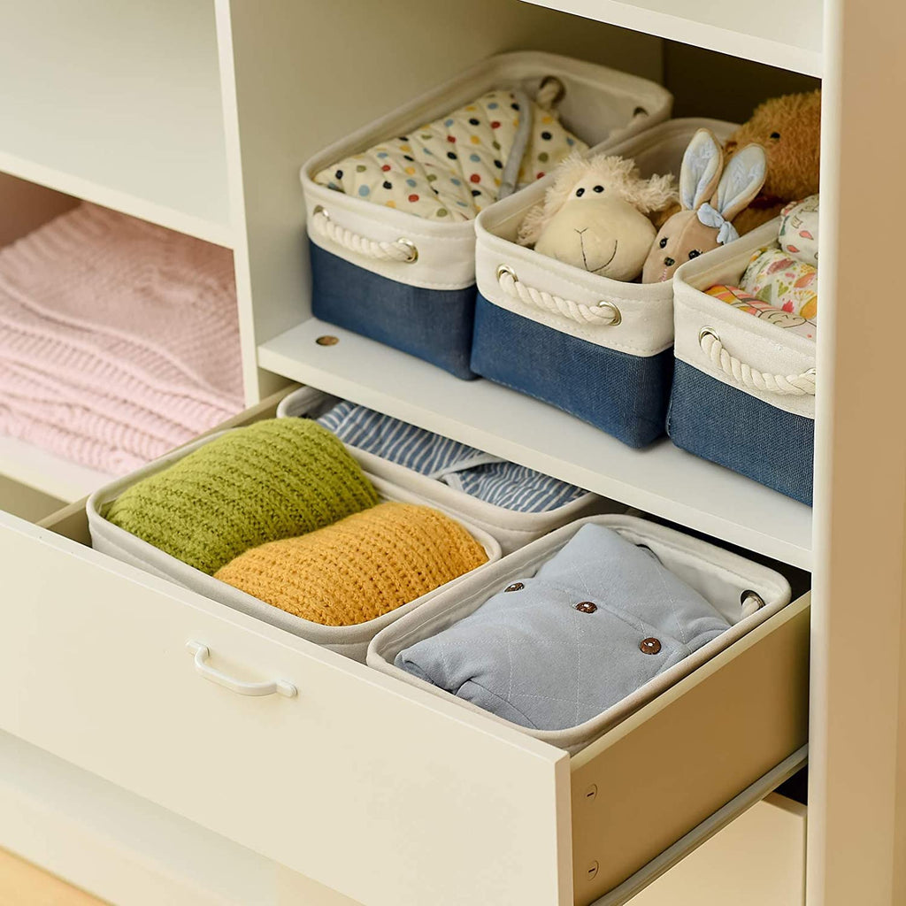 Thewarmhome Storage Basket For Organizing - Small 12X8X5.2 Inch 6 Pack Collapsible Storage Bin For Shelves, Canves Storage Cubes