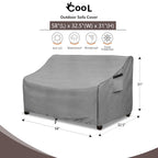 Okcool Heavy Duty Patio Sofa Cover, 100% Waterproof 2-Seater Outdoor Sofa Cover Fits Up To 58W X 32.5D X 31H Inches, Lawn Patio