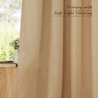 Nicetown Semi Sheer Linen Burlap Curtains For Farmhouse, Grommet Semi Sheer Balance Privacy Added With Light Filtering Vertical Drapes For Bedroom/Living Room, W55 X L90, 2 Panels