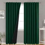 Bgment 100% Thermal Insulated Blackout Curtains 95 Inches Long With Liner, Rod Pocket And Back Tab Double Layer Noise Reduce Roo