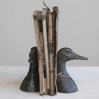 Creative Co-Op Decorative Distressed Cast Metal Duck Head Bookends, Black, Set of 2, Model DF7795