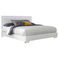 Coaster Home Furnishings Felicity Contemporary 4-Piece Bedroom Set California King Size LED Panel Bed Frame 49-inch Headboard White High Gloss 203500KW-S4