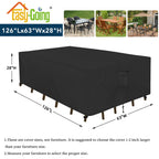 Easy-Going Rectangle Patio Furniture Cover Waterproof Outdoor Dining Table And Chair Cover Anti-Uv Outside Sectional Sofa Set Covers (126' L X 63' W X 28' H, Black)