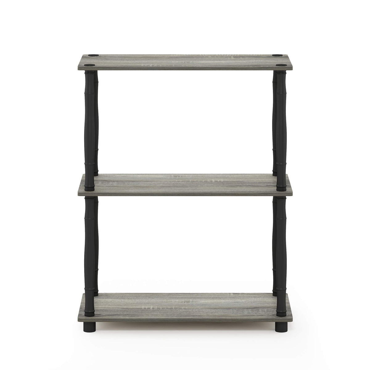 Furinno 18029GYW/BK Turn-N-Tube 3-Tier Compact Multipurpose Shelf Display Rack, Classic, French Oak Grey/Black, 3-Tier Classic Tubes