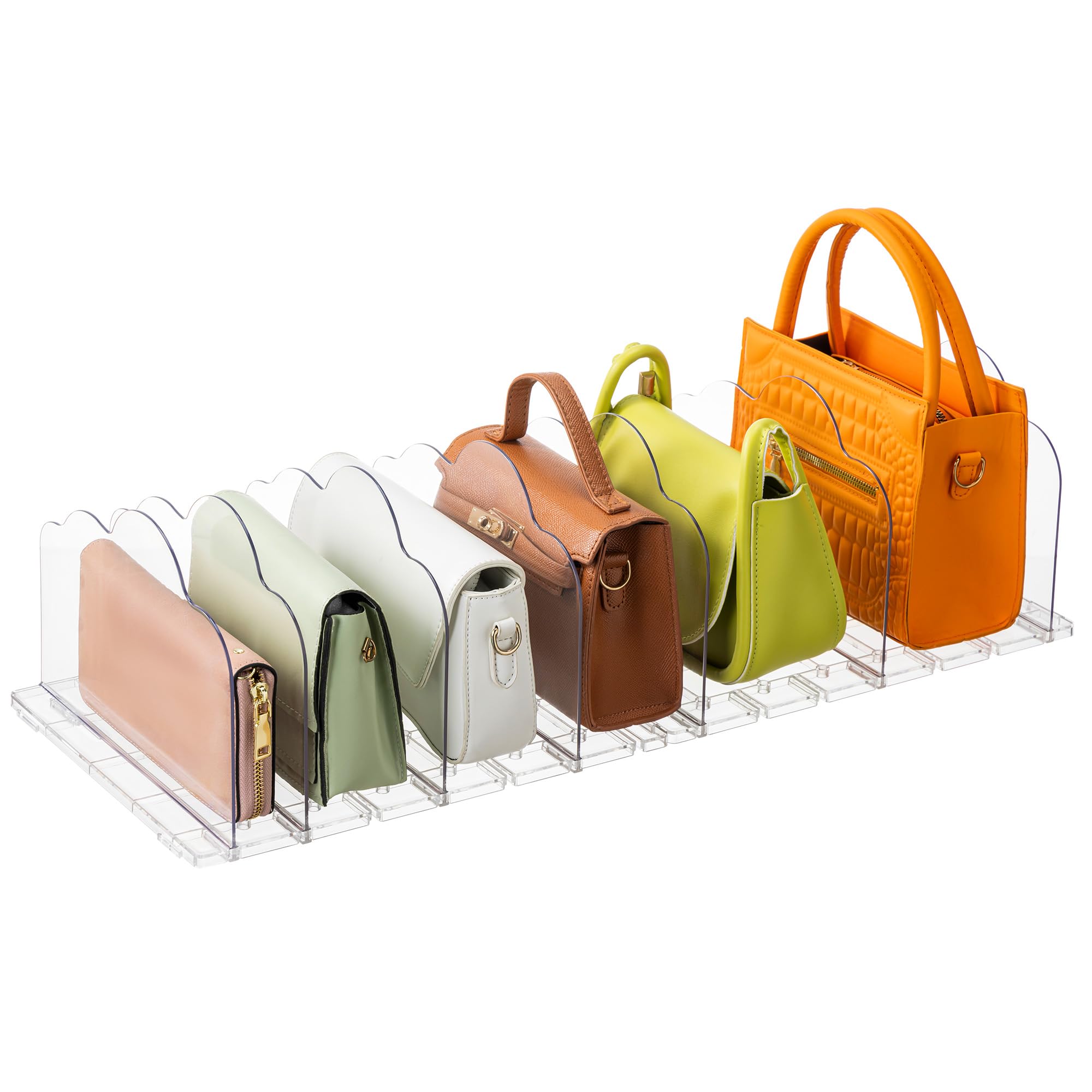 AENTGIU Purse Organizer for Closet, 2 Pack Adjustable Shelf Dividers for Handbag Storage, Transparent Handbag and Purse Storage 