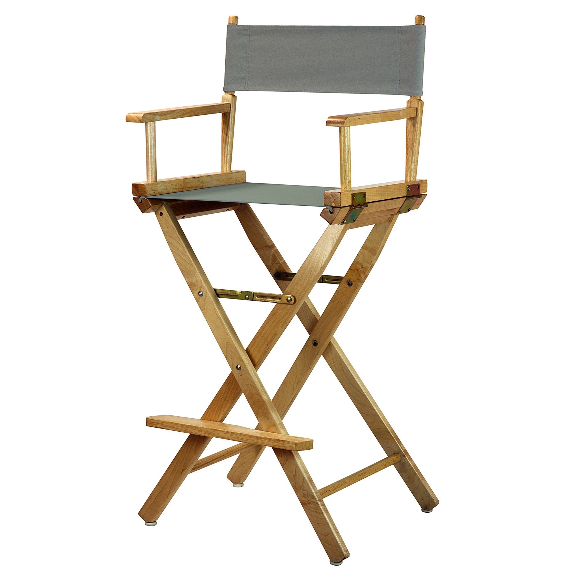 Casual Home 30 Directors Chair Natural Frame-with Grey Canvas, Bar Height