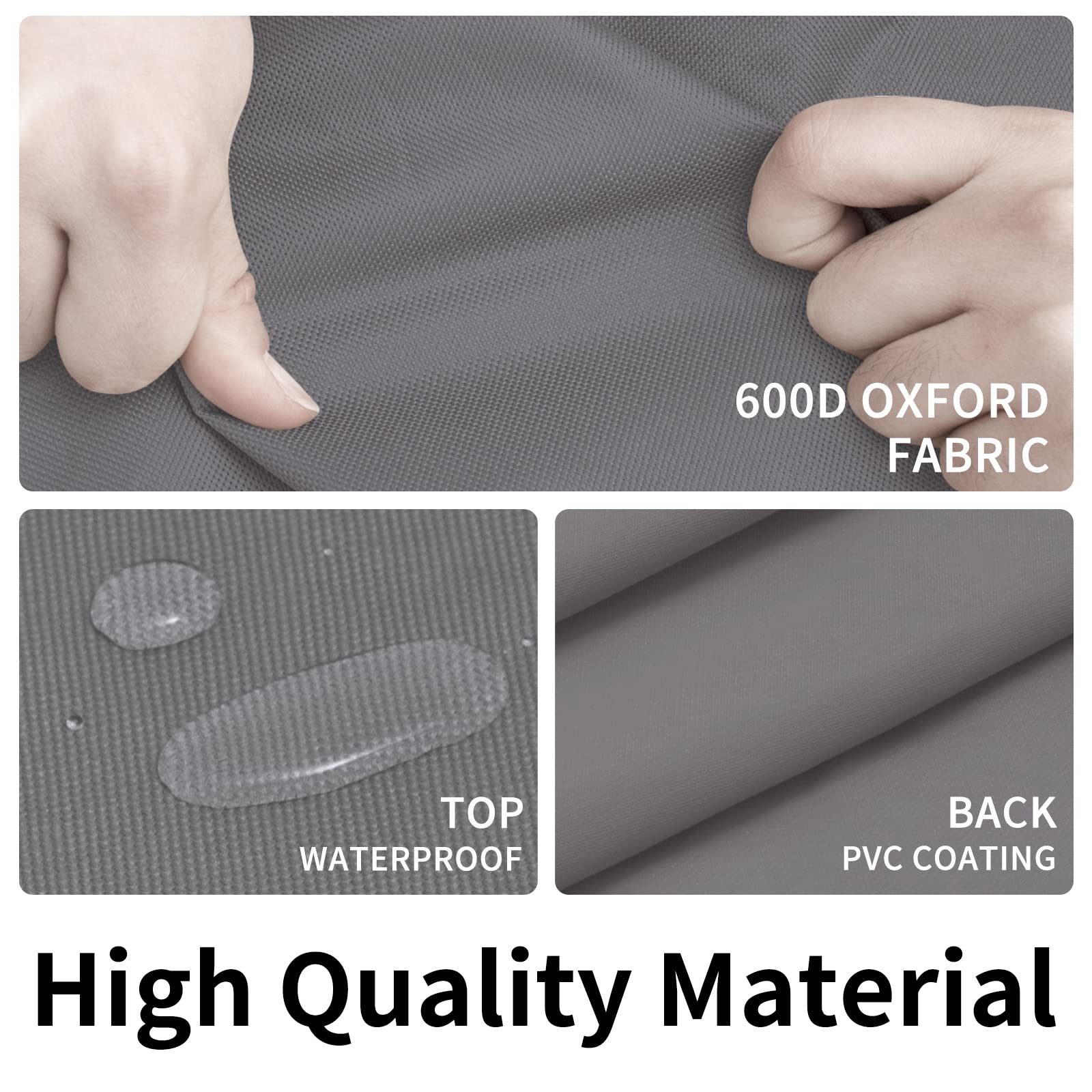 Easy-Going 600D Heavy Duty Round Patio Furniture Cover, Outdoor Table And Chair Set Cover, Waterproof Outdoor Sectional Furniture Set Cover (72'Diax 28'H, Grey)