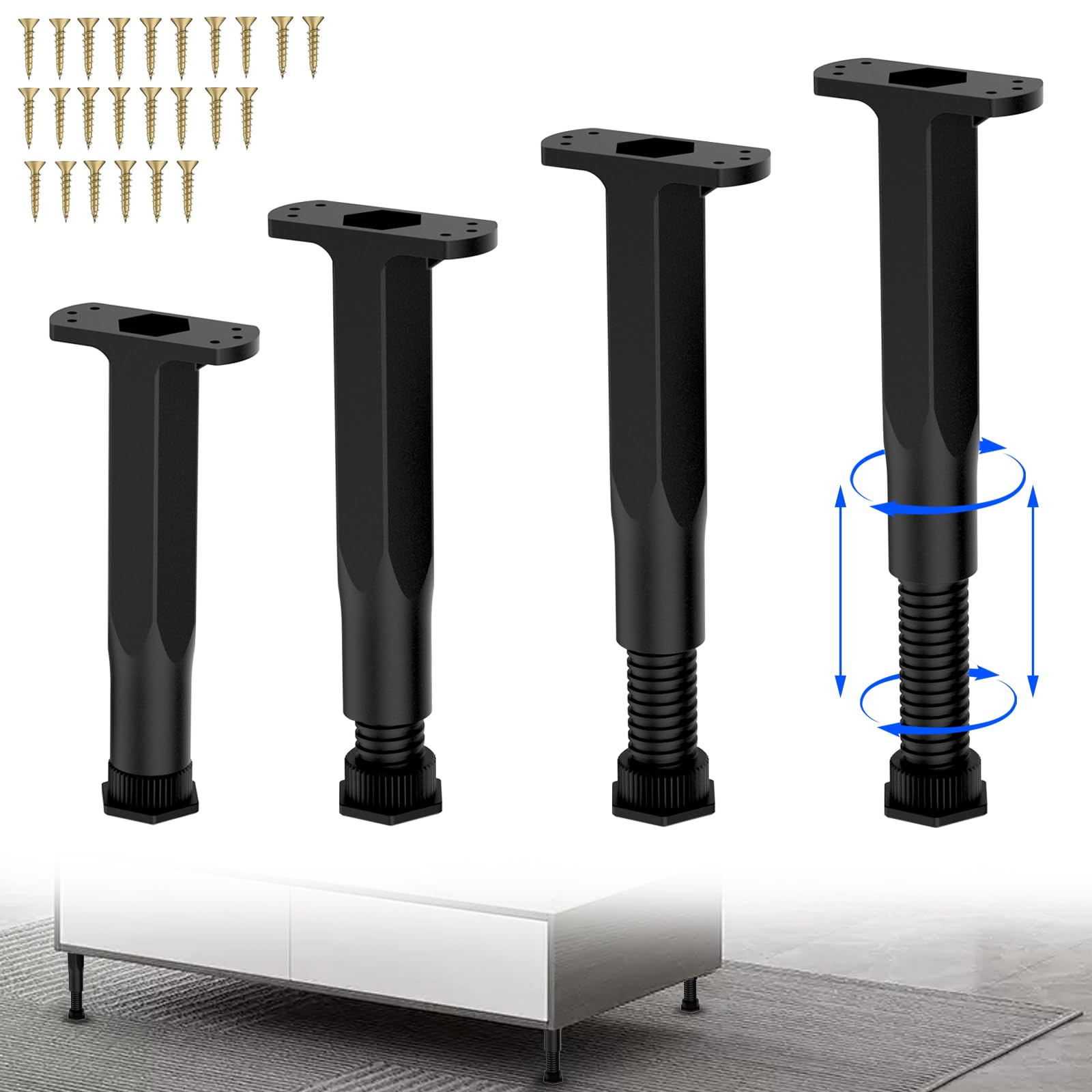 SKMYL Adjustable Height Center Support Leg for Bed Frame,Bed Center Slat Support Leg (7.5.~14.5 (4PCS))