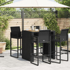 vidaXL Patio Table - Acacia Wood Top Outdoor Dining Table in Black Poly Rattan - 41.3"x31.5"x43.3" for Garden, Patio, Deck