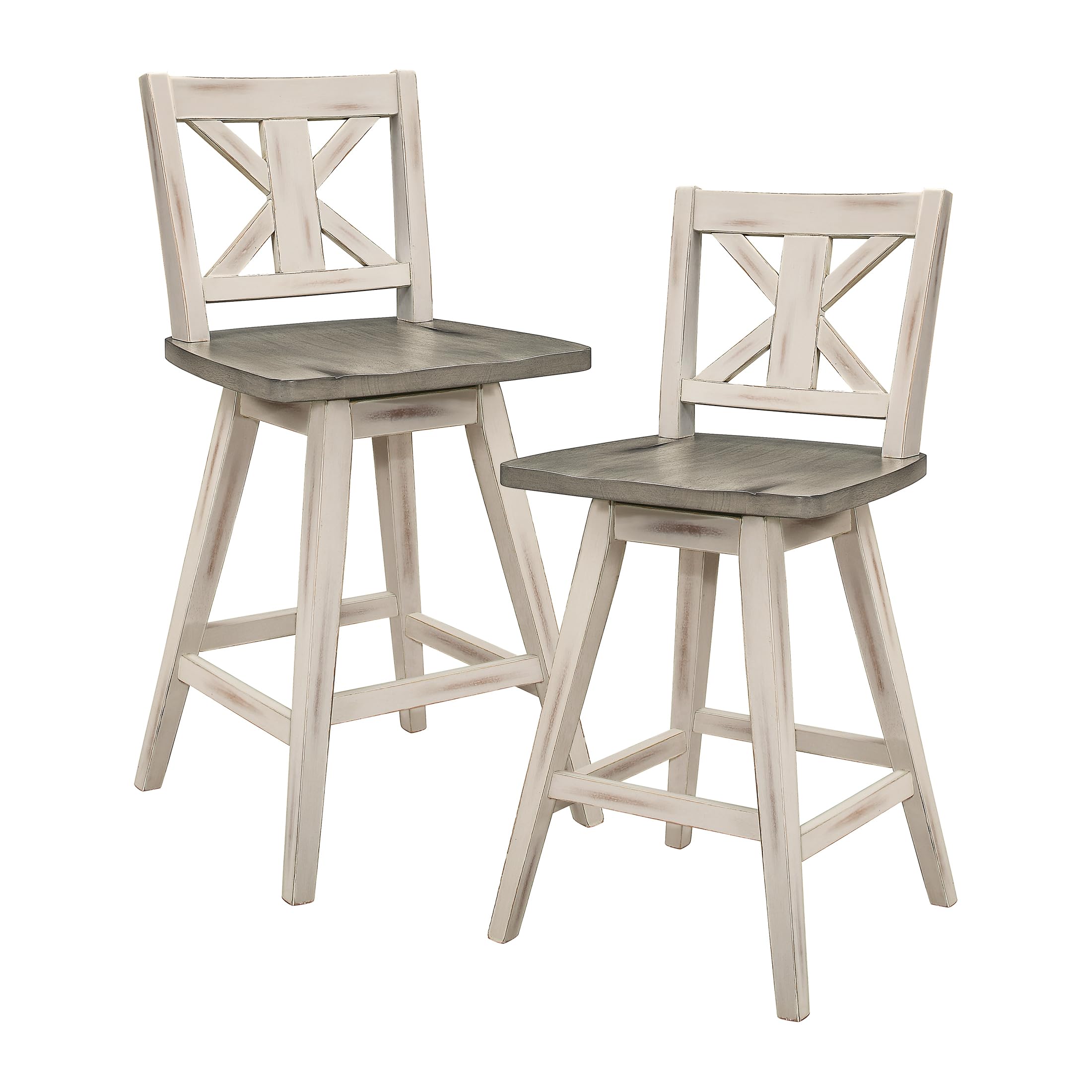 Homelegance Amsonia Counter Height Swivel Barstool (Set of 2), White