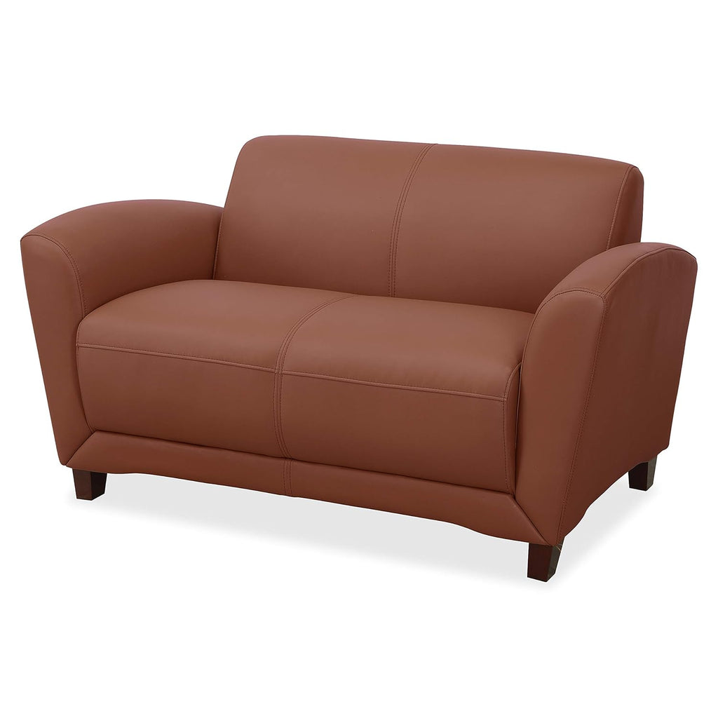 Lorell Mahogany Finish Reception Loveseat - 55 x 31.5 x 34.5 - 1 Each