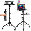 Prozipy Laptop & Projector Tripod Stand Adjustable Height 26 to 51    Wheely Portable Laptop Stand With Gooseneck Phone Holder -