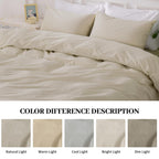 Nexhome Pro Duvet Cover Set 100% Washed Cotton Oversized King 120'X98' Linen Feel Textured Organic 3 Pieces Bedding Set With Zipper Closure And Corner Ties, Breathable(Cream Grey, No Comforter)