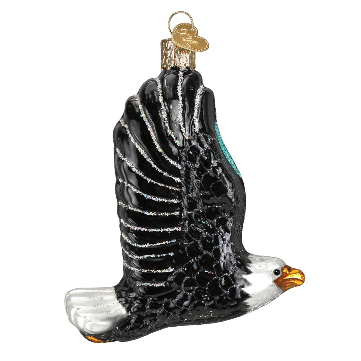 Old World Christmas Bird Watcher Collection Glass Blown Ornaments for Christmas Tree, Eagle in Flight 16122