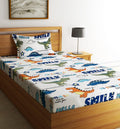Home Sizzler 144Tc KidS Dinosours Single Bedsheet With 1 Pillow Cover
