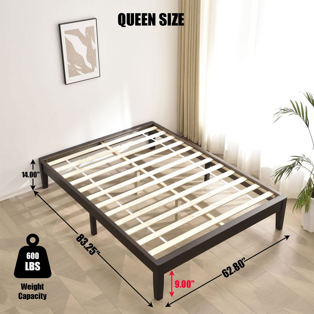 Woodpeckers Furniture And Mattress Stella Solid Pine Wood Platform Bed Frame (Tobacco, Queen (U.S. Standard))