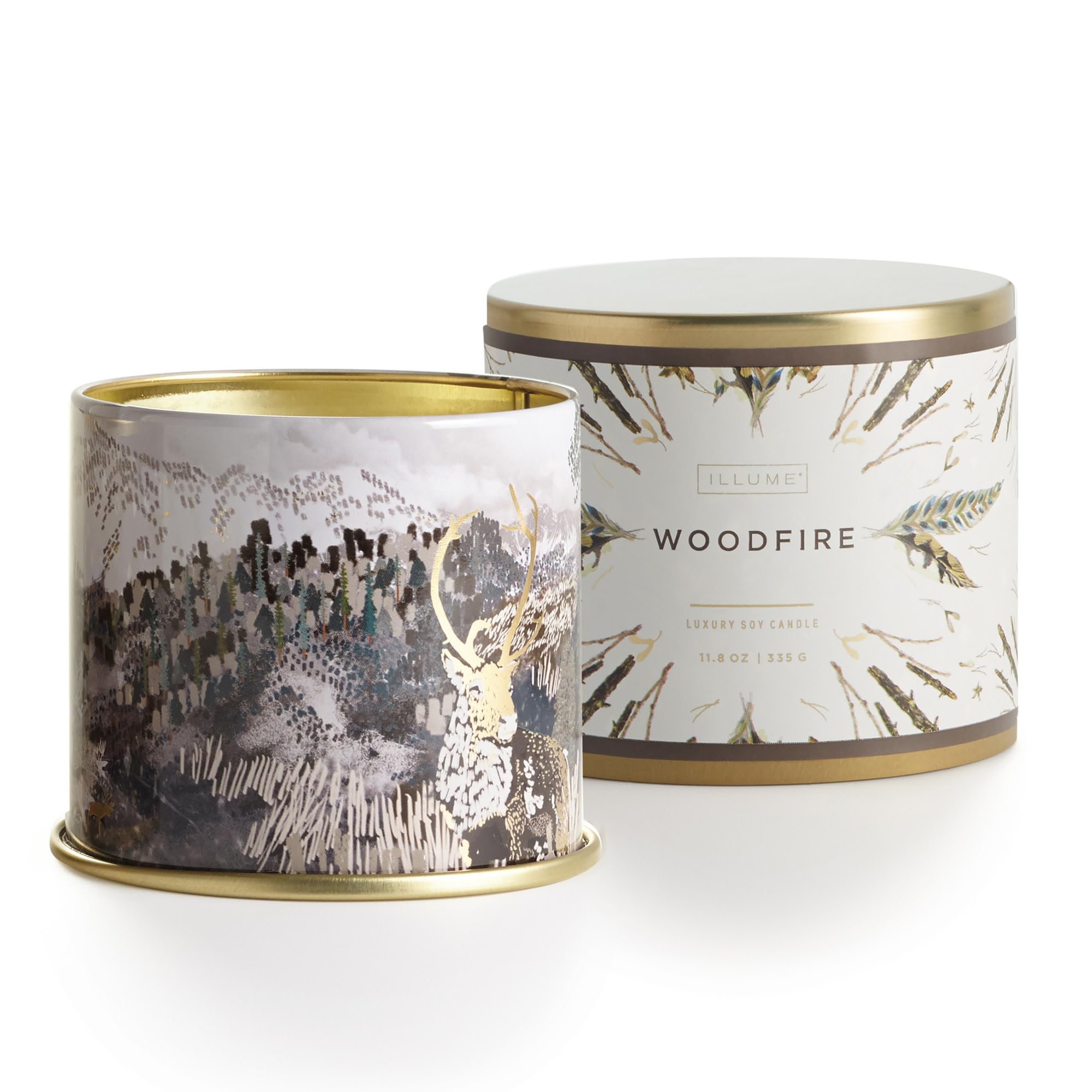 ILLUME Noble Holiday Woodfire Soy Candle, Large Tin