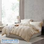Nestl Beige Cream Duvet Cover Queen Size - Soft Prewashed Queen Duvet Cover Set, 3 Piece, With Zipper Closure, 1 Duvet Cover 90X90 Inches And 2 Pillow Shams - No Comforter