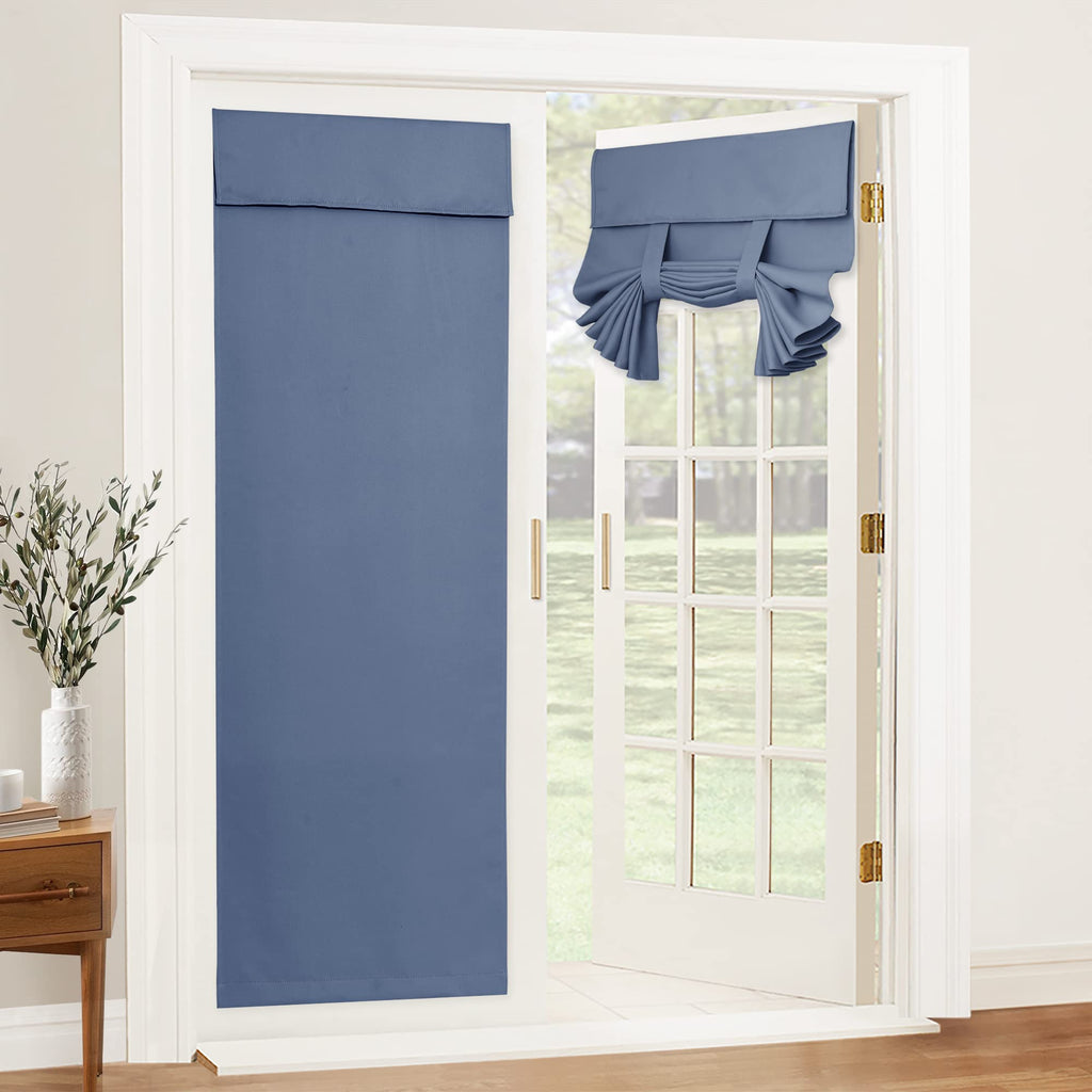 Ryb Home 2 Panels Front Door Curtains - Thermal Insulated Curtain For Tricia Window Decor Room Darkening Drapery For Double French Door Glass Door Curtains Full Privacy, 26 X 69, Stone Blue
